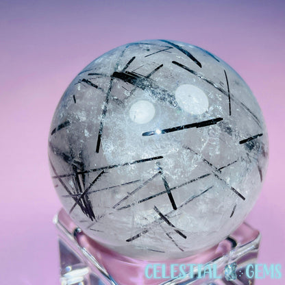 Black Tourmaline in Clear Quartz Medium Sphere