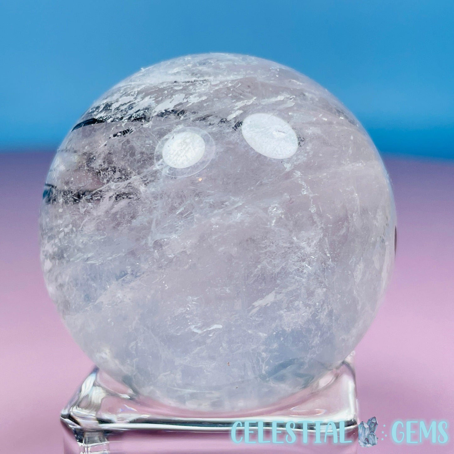 Black Tourmaline in Clear Quartz Medium Sphere