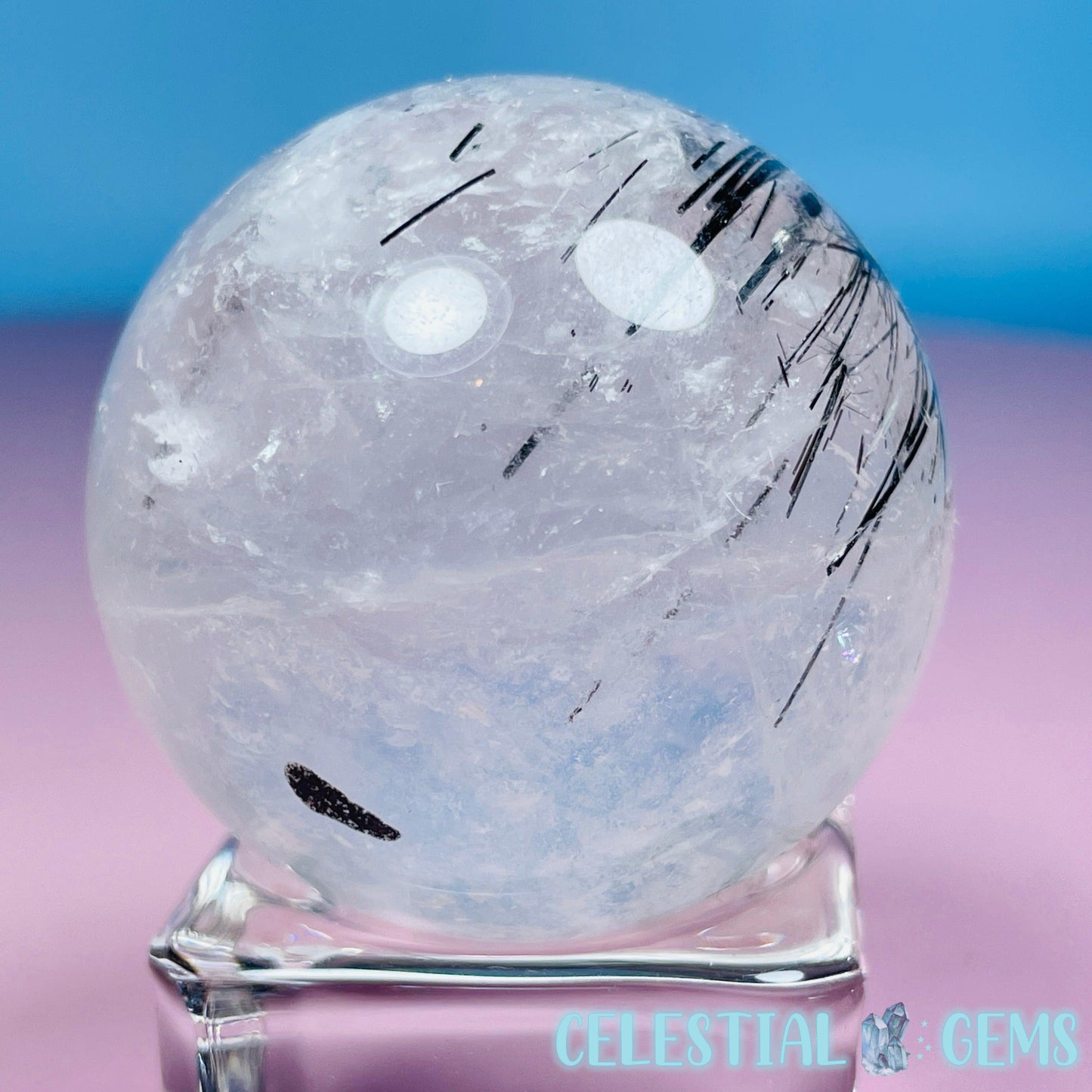 Black Tourmaline in Clear Quartz Medium Sphere