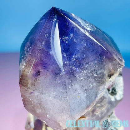 RARE Phantom Amethyst Enhydro Point with Specular Hematite (Video)