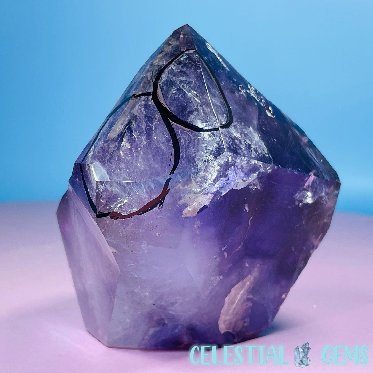 RARE Phantom Amethyst Double Enhydro Point Freeform (Video)