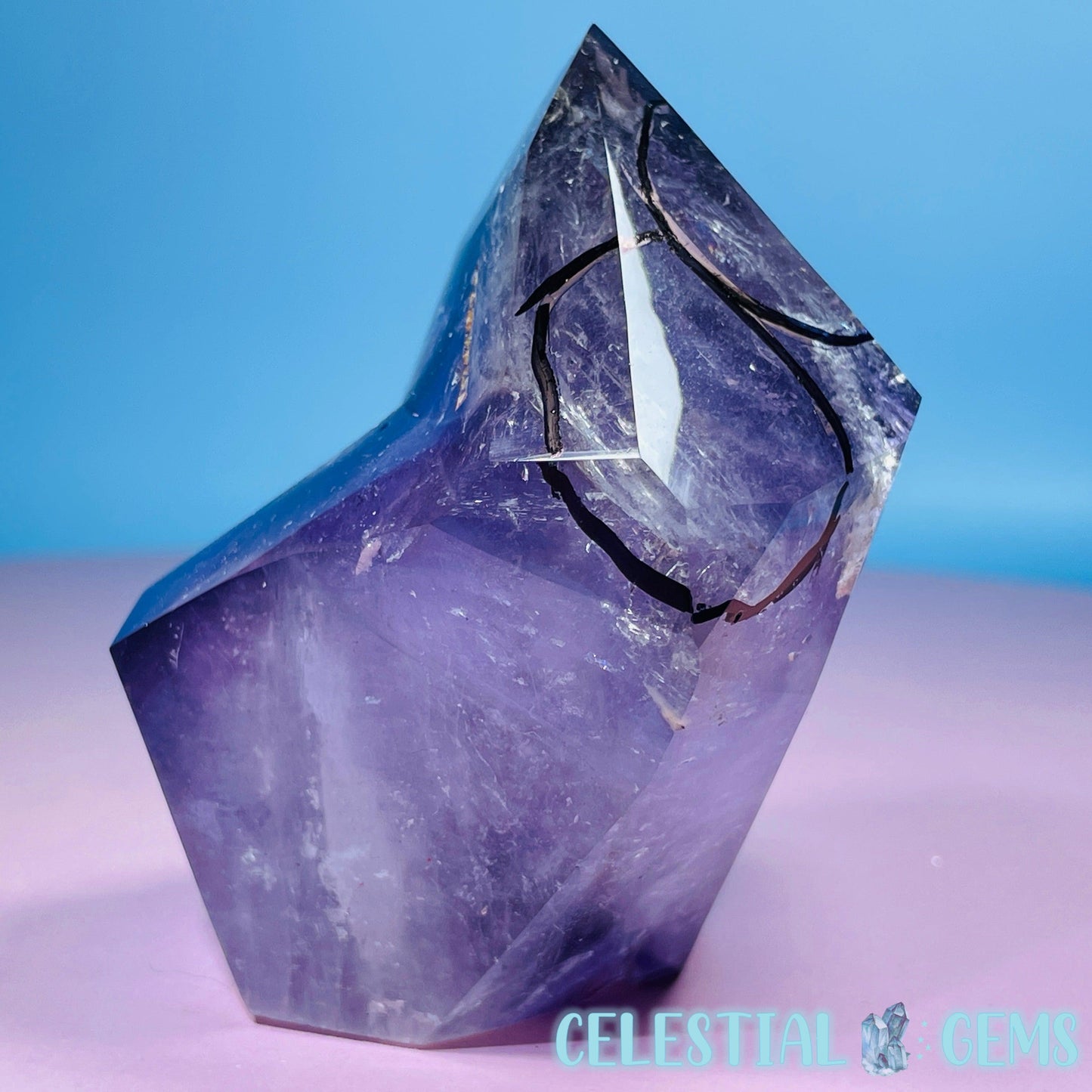 RARE Phantom Amethyst Double Enhydro Point Freeform (Video)