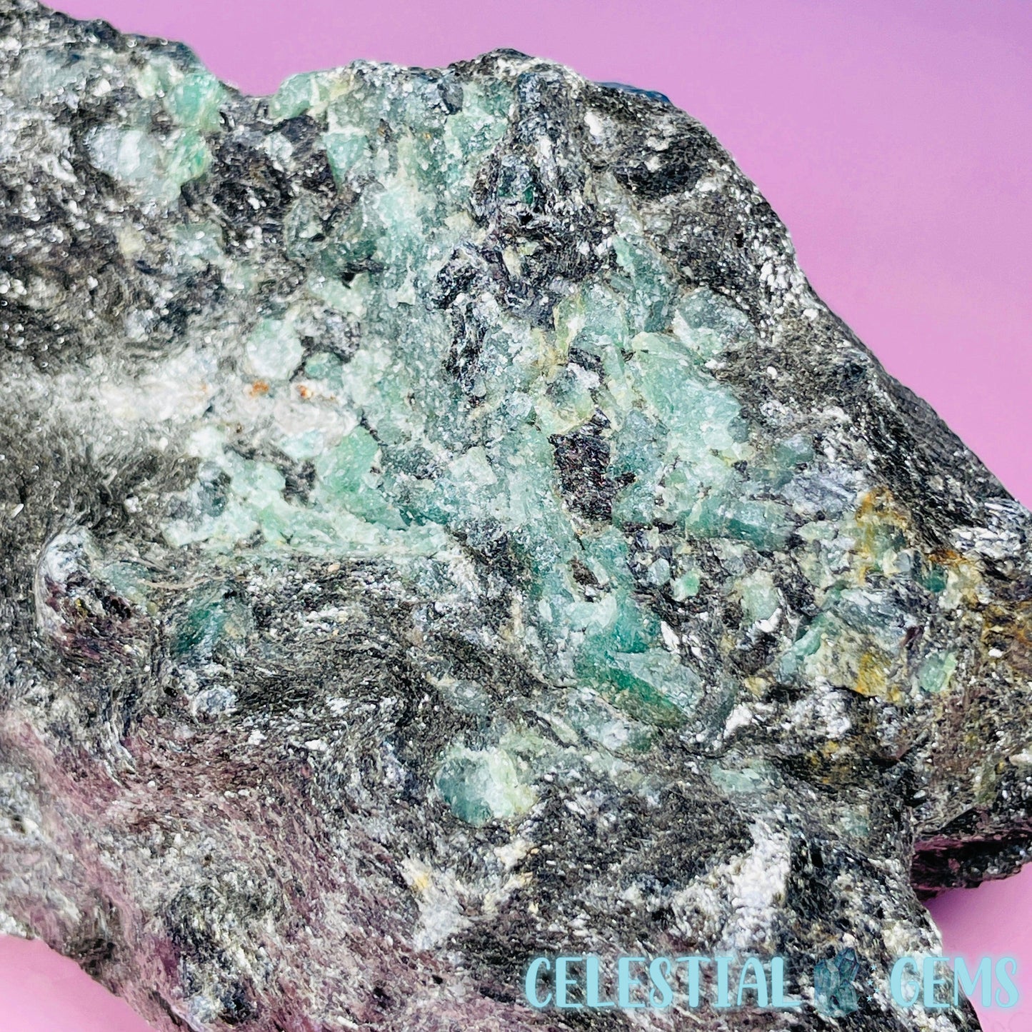 Emerald in Biotite Mica Medium Raw Chunk