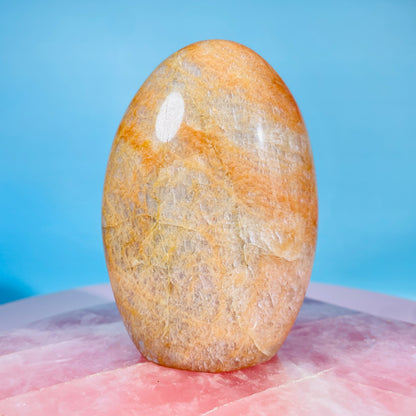 Peach Moonstone (Feldspar) Medium Freeform (Video)