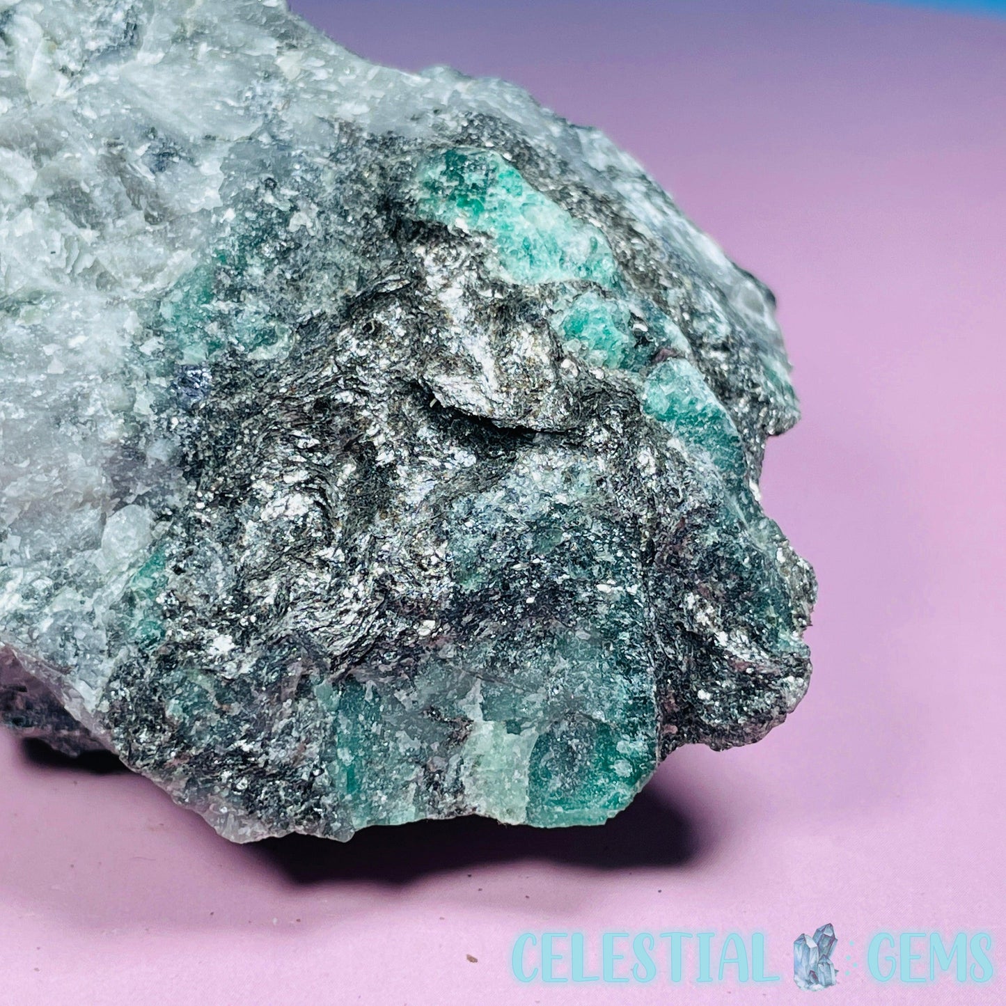 Emerald in Biotite Mica Medium Raw Chunk