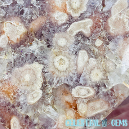 Amethyst + Flower Agate Heart Medium Carving