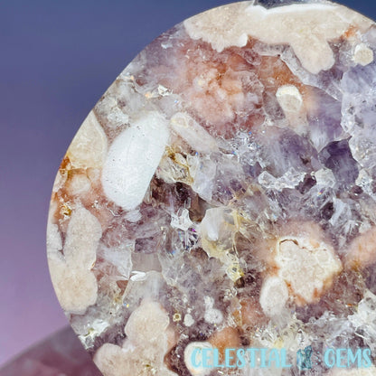 Amethyst + Flower Agate Heart Medium Carving