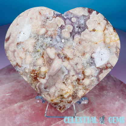Amethyst + Flower Agate Heart Medium Carving