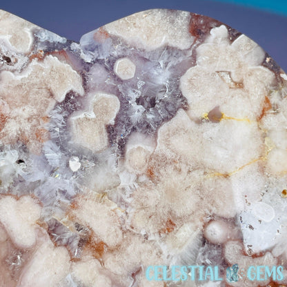 Amethyst + Flower Agate Heart Medium Carving