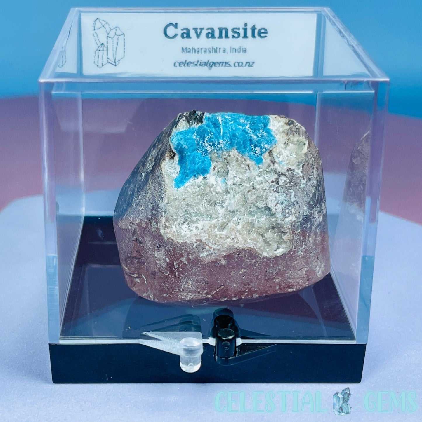 Rare Cavansite on Heulandite Small Specimen in Box