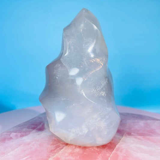 Blue Rose Quartz Medium Flame Freeform (Video)
