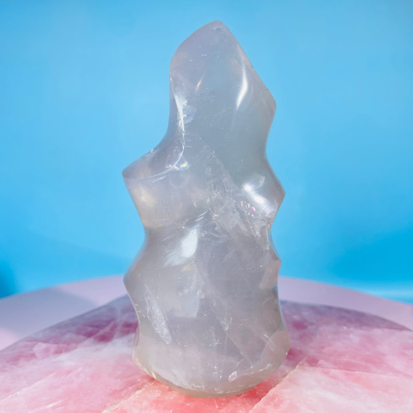 Blue Rose Quartz Medium Flame Freeform (Video)