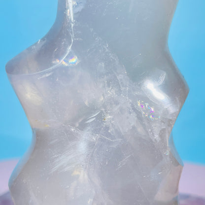 Blue Rose Quartz Medium Flame Freeform (Video)