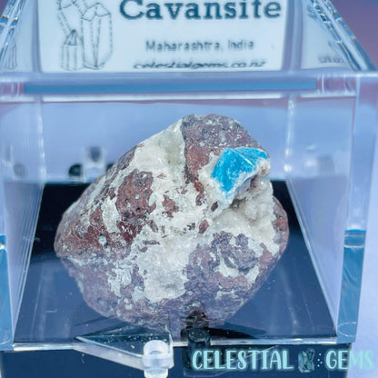 Rare Cavansite on Heulandite Mini Specimen in Box