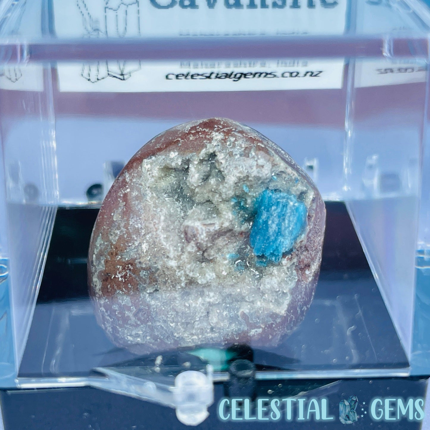 Rare Cavansite on Heulandite Mini Specimen in Box