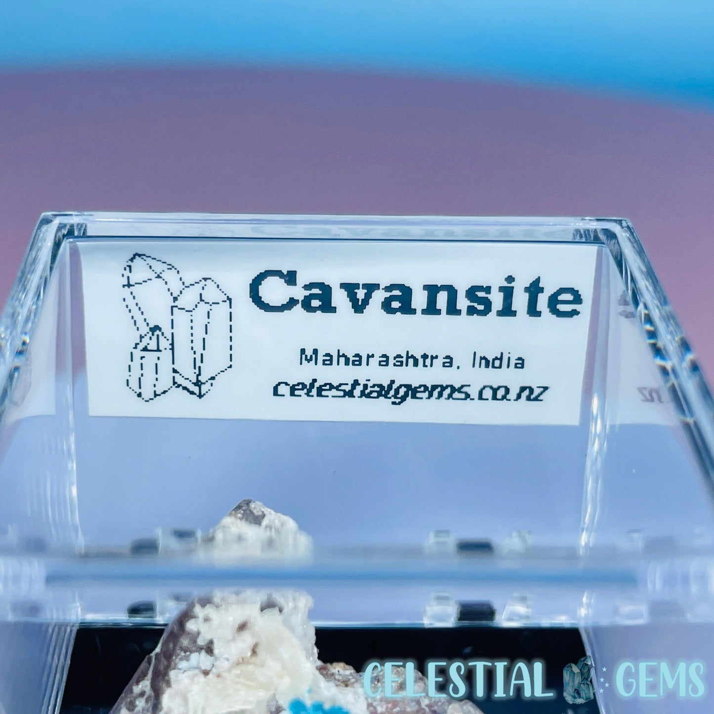 Rare Cavansite on Heulandite Mini Specimen in Box