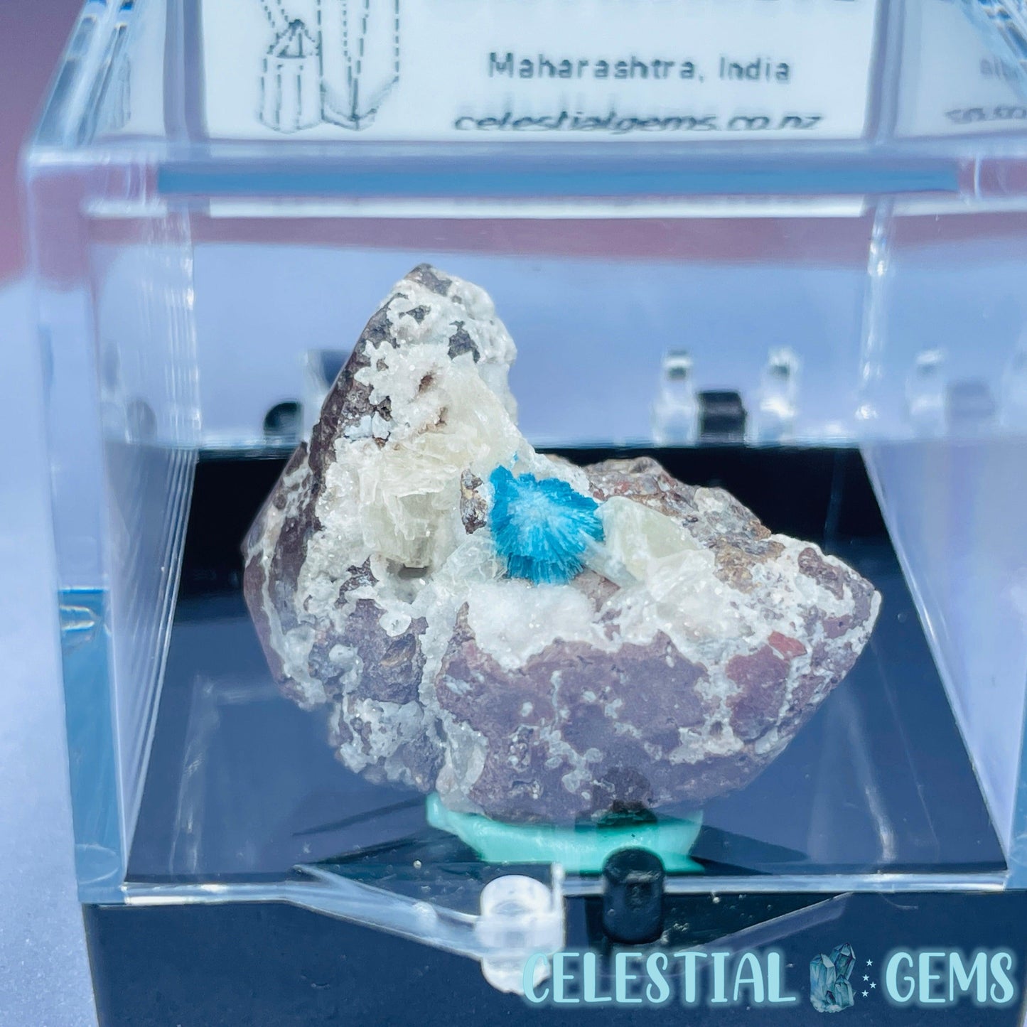 Rare Cavansite on Heulandite Mini Specimen in Box