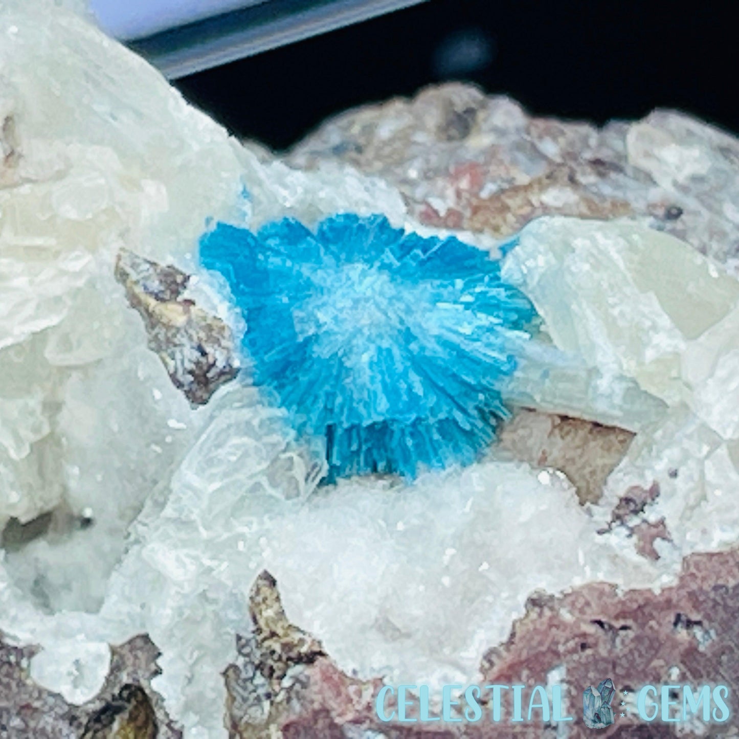 Rare Cavansite on Heulandite Mini Specimen in Box