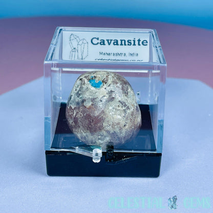 Rare Cavansite on Heulandite Mini Specimen in Box