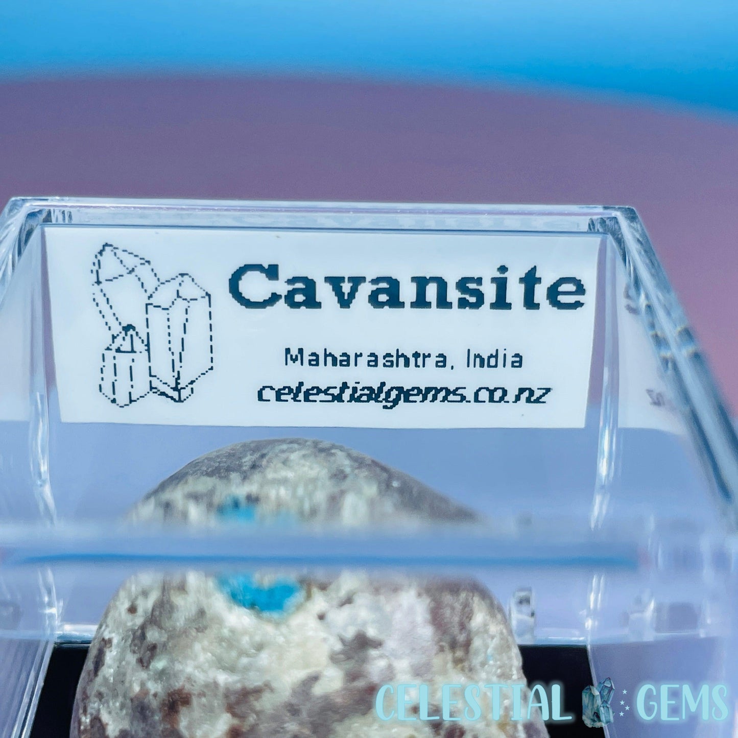 Rare Cavansite on Heulandite Mini Specimen in Box