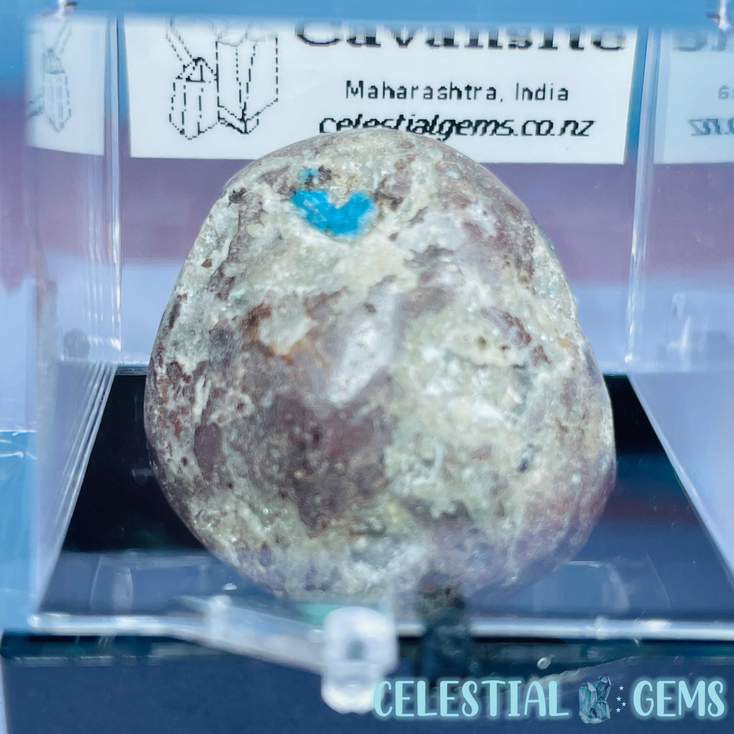 Rare Cavansite on Heulandite Mini Specimen in Box