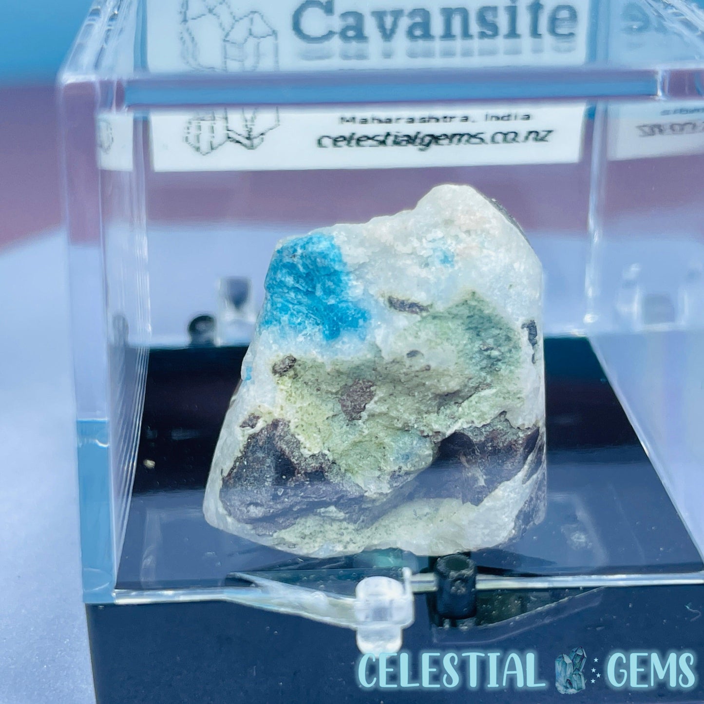 Rare Cavansite on Heulandite Mini Specimen in Box