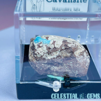 Rare Cavansite on Heulandite Mini Specimen in Box