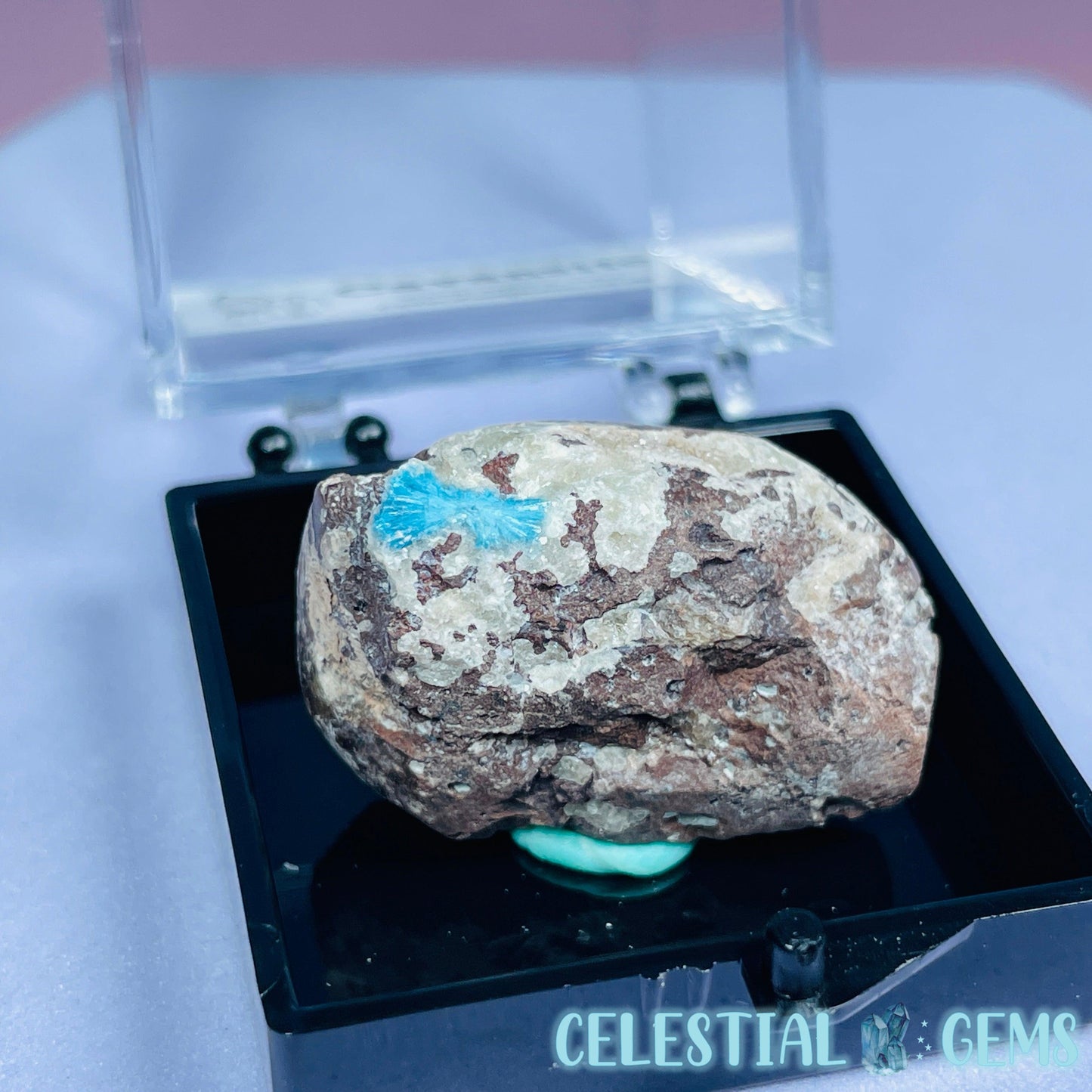 Rare Cavansite on Heulandite Mini Specimen in Box