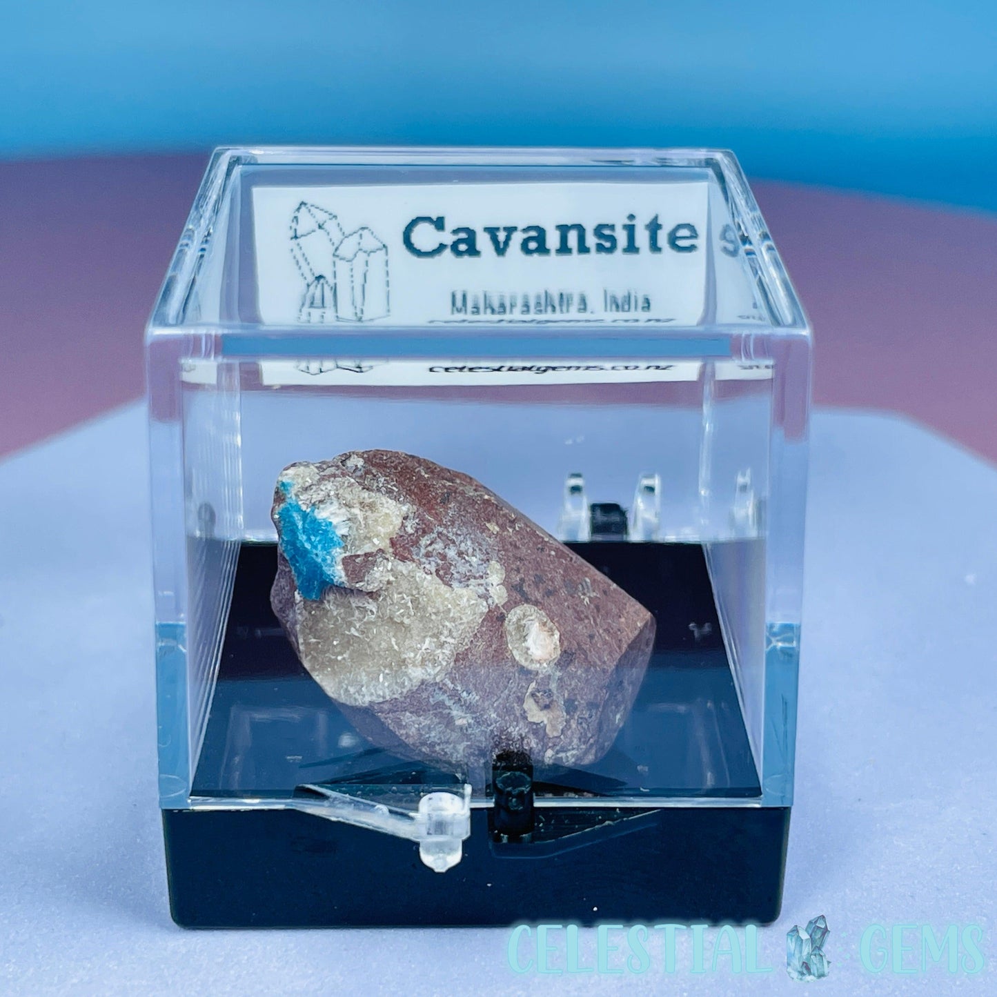 Rare Cavansite on Heulandite Mini Specimen in Box