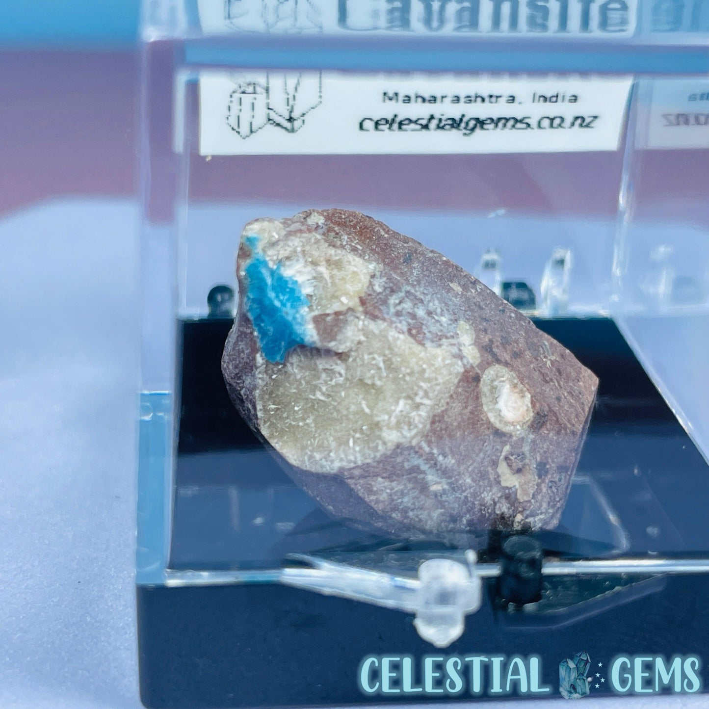 Rare Cavansite on Heulandite Mini Specimen in Box