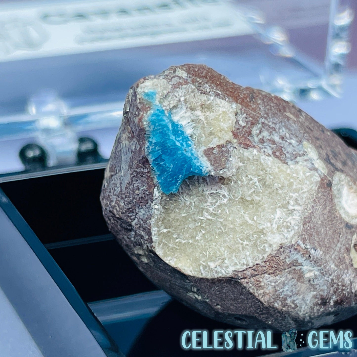 Rare Cavansite on Heulandite Mini Specimen in Box