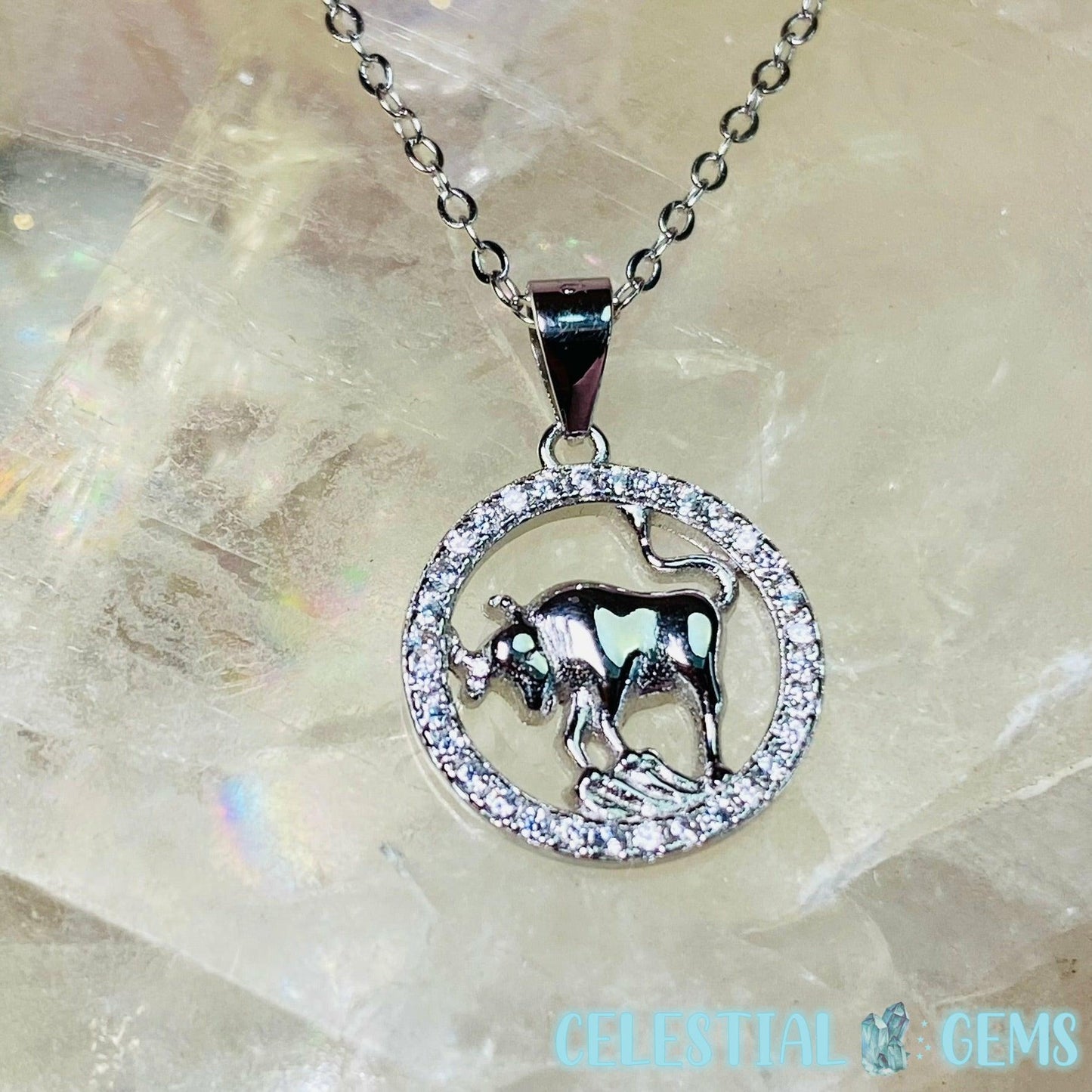 Taurus Zodiac 925 Silver + CZ Necklace