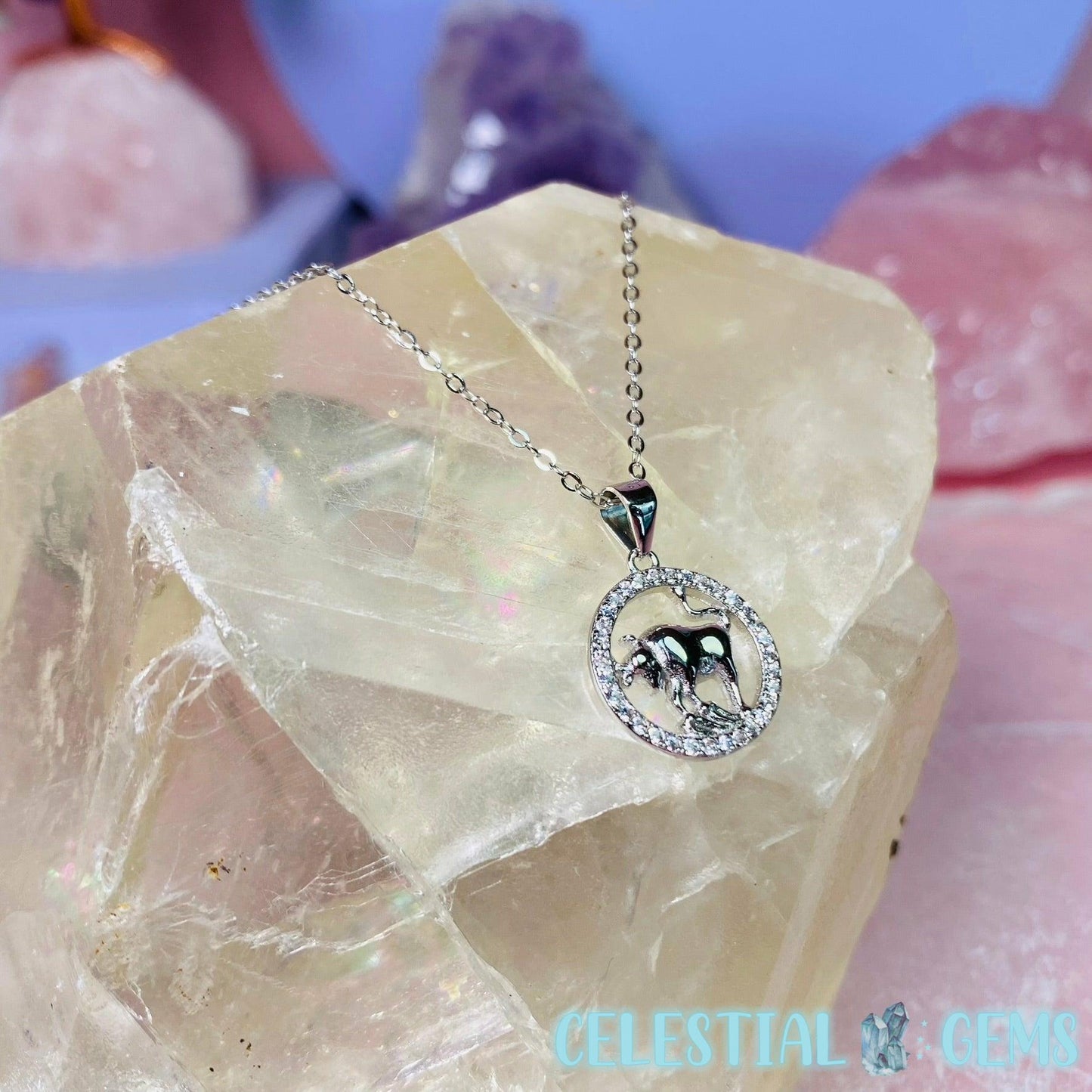 Taurus Zodiac 925 Silver + CZ Necklace