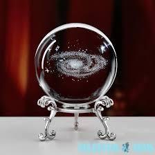 3D Glass Laser Engraved Medium Sphere / Ball / Paperweight 6cm - Galaxy