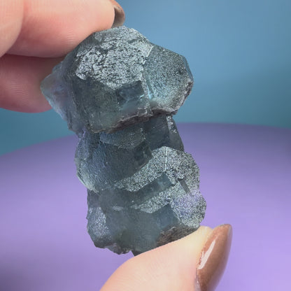Octahedral Blue-Green Fluorite + Black Chalcedony Cluster Specimen, Fujian, China