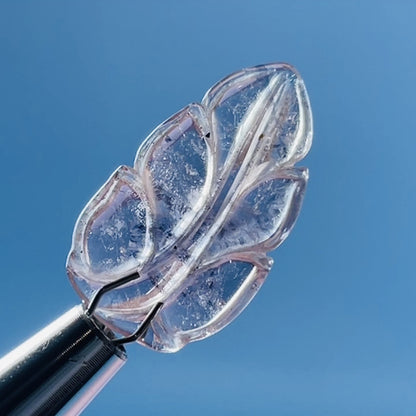 High Grade Pink/Blue Bi-Colour Tourmaline Leaf Mini Carving in Specimen Pottle (Video)