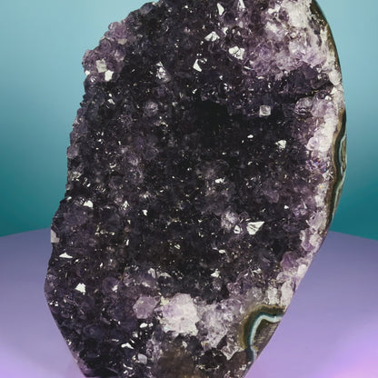 Amethyst Medium Semi-Polished Cluster Freeform with Agate (Video)