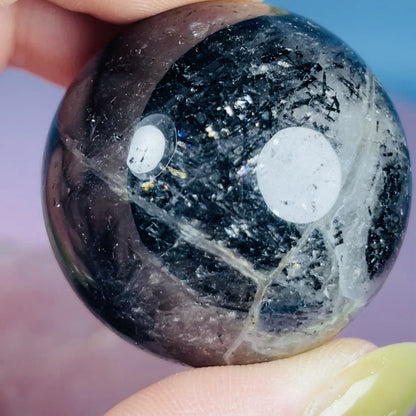 Black Needle Tourmaline in Quartz Small Sphere