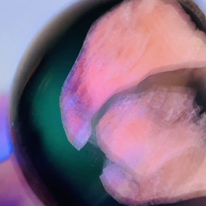 Druzy Volcanic Agate + Mangano Calcite UV Large Sphere