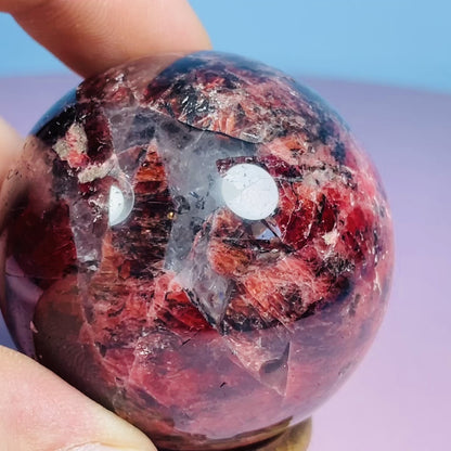 High Grade Rhodonite + Quartz Medium Sphere (Video)