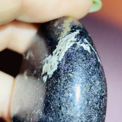 Rare Covellite Metallic Palmstone with Pink Fire Flash! (Video)