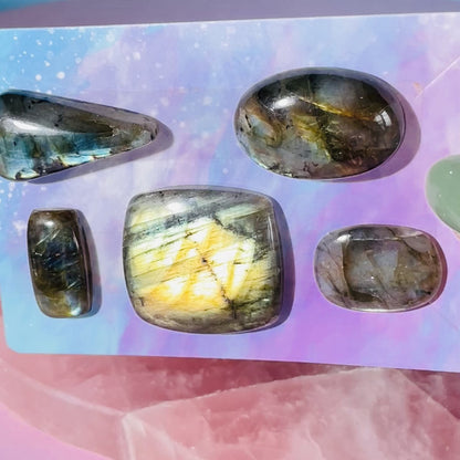 Labradorite Multi-Coloured Cabochon Set (Video)