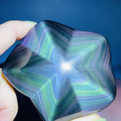 Rainbow Obsidian Star Medium Carving (Video)