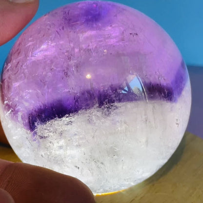 High Grade 'Trapiche' Phantom Amethyst Large Sphere (Video)