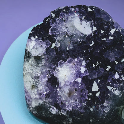 Amethyst Small Semi-Polished Cluster with Agate (Video)