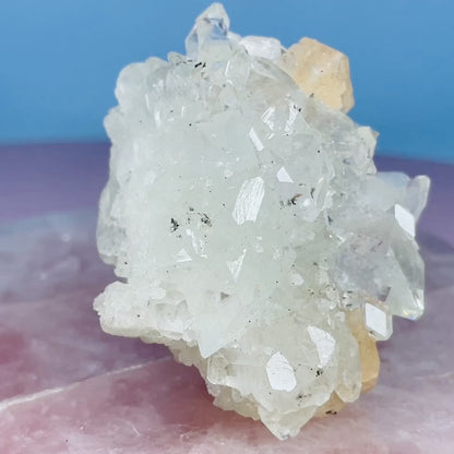 A Grade Diamond Apophyllite + Peach Stilbite Small Cluster