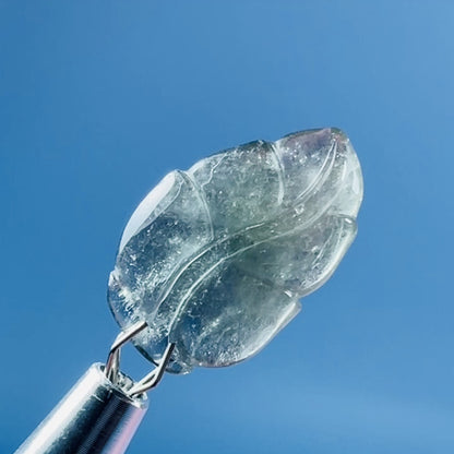 High Grade Seafoam Green Tourmaline Leaf Mini Carving in Specimen Pottle (Video)