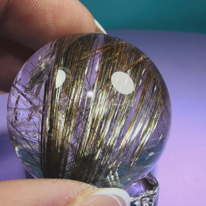 High Grade Copper Rutile Quartz Small Sphere