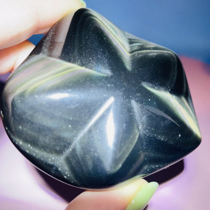 Rainbow Obsidian Star Medium Carving (Video)