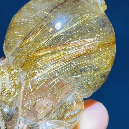 AAA Grade Gold Rutilated Quartz 'Pixiu' Dragon Frog Medium Carving (Video)